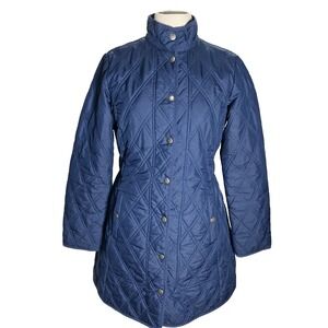 Eddie Bauer Jacket Quilted Womens Blue Snap Button Size PXS Pockets Lightweight‎